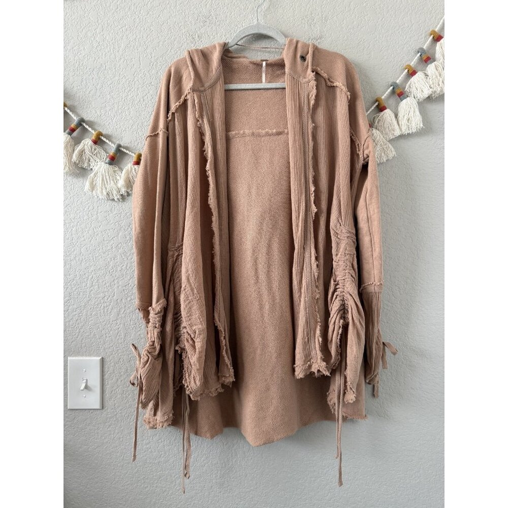 Free People Dusty Rose Hooded Open Cardigan